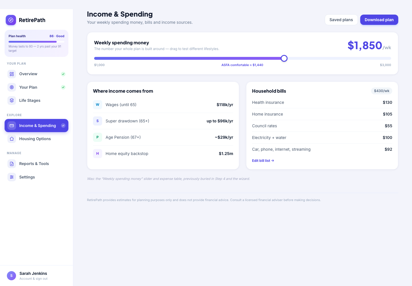 Income and spending controls