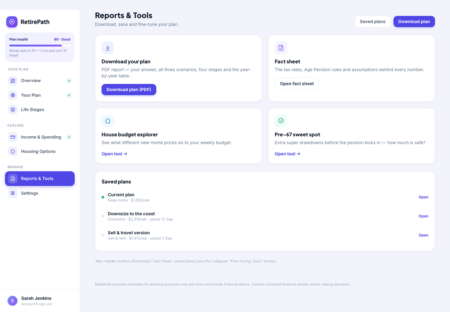 Reports and fine-tuning tools